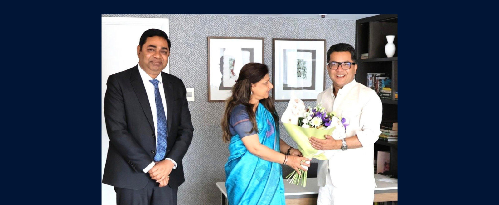 High Commissioner Ms Neeta Bhushan and Consul General Dr. Madan Mohan Sethi welcomed Shri Pabitra Margherita, Hon'ble Minister of State for External Affairs and Textiles, on his first official visit to New Zealand