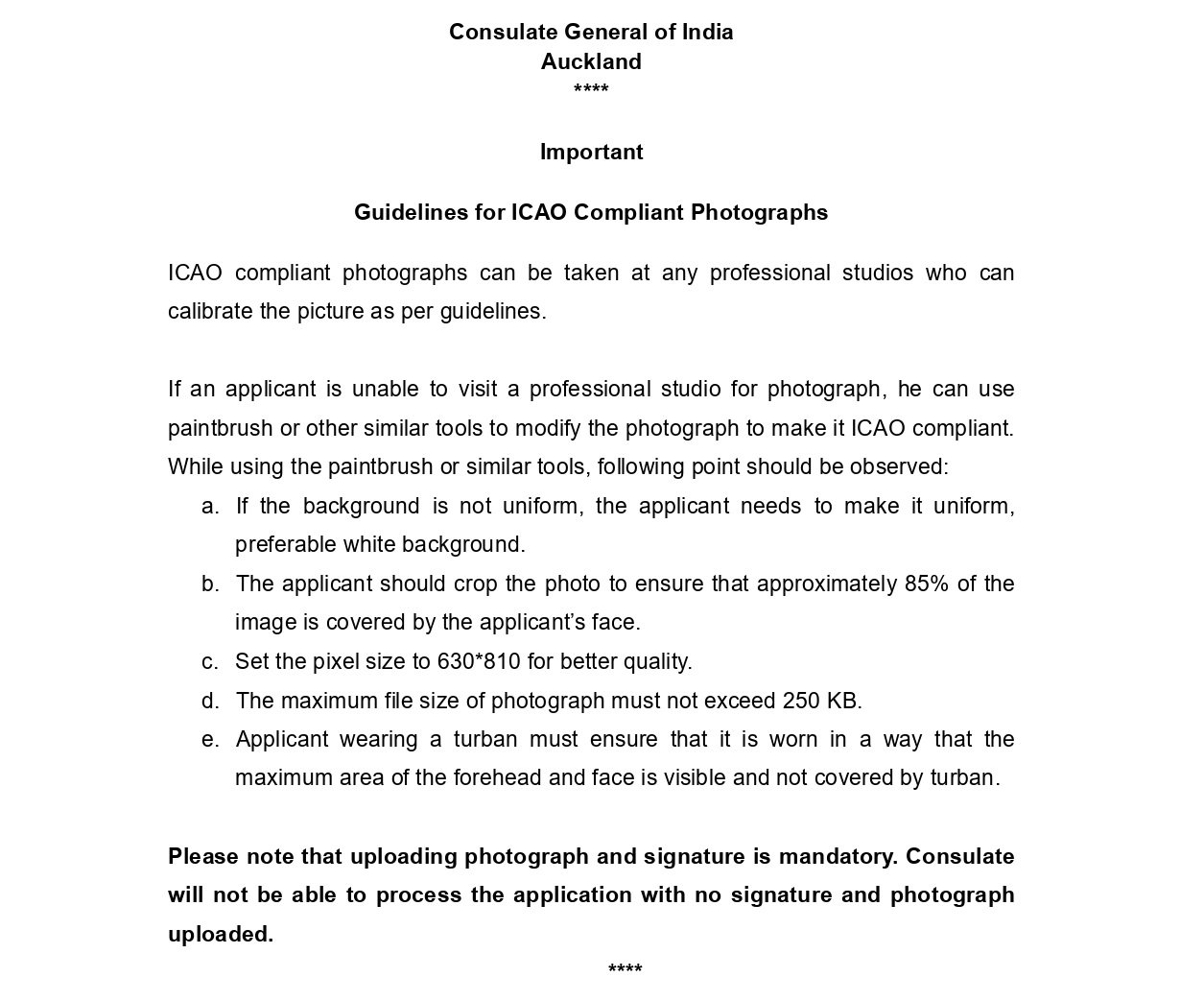 Guidelines for ICAO Compliant Photographs